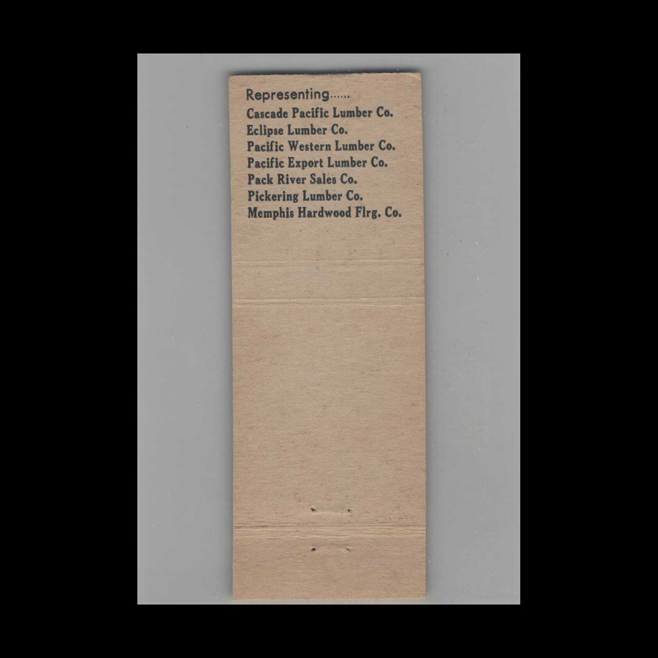 Berge Ringsted Lumber Sales Denver Matchbook Cover Berge Ringsted Lumber Sales Denver Matchbook Cover