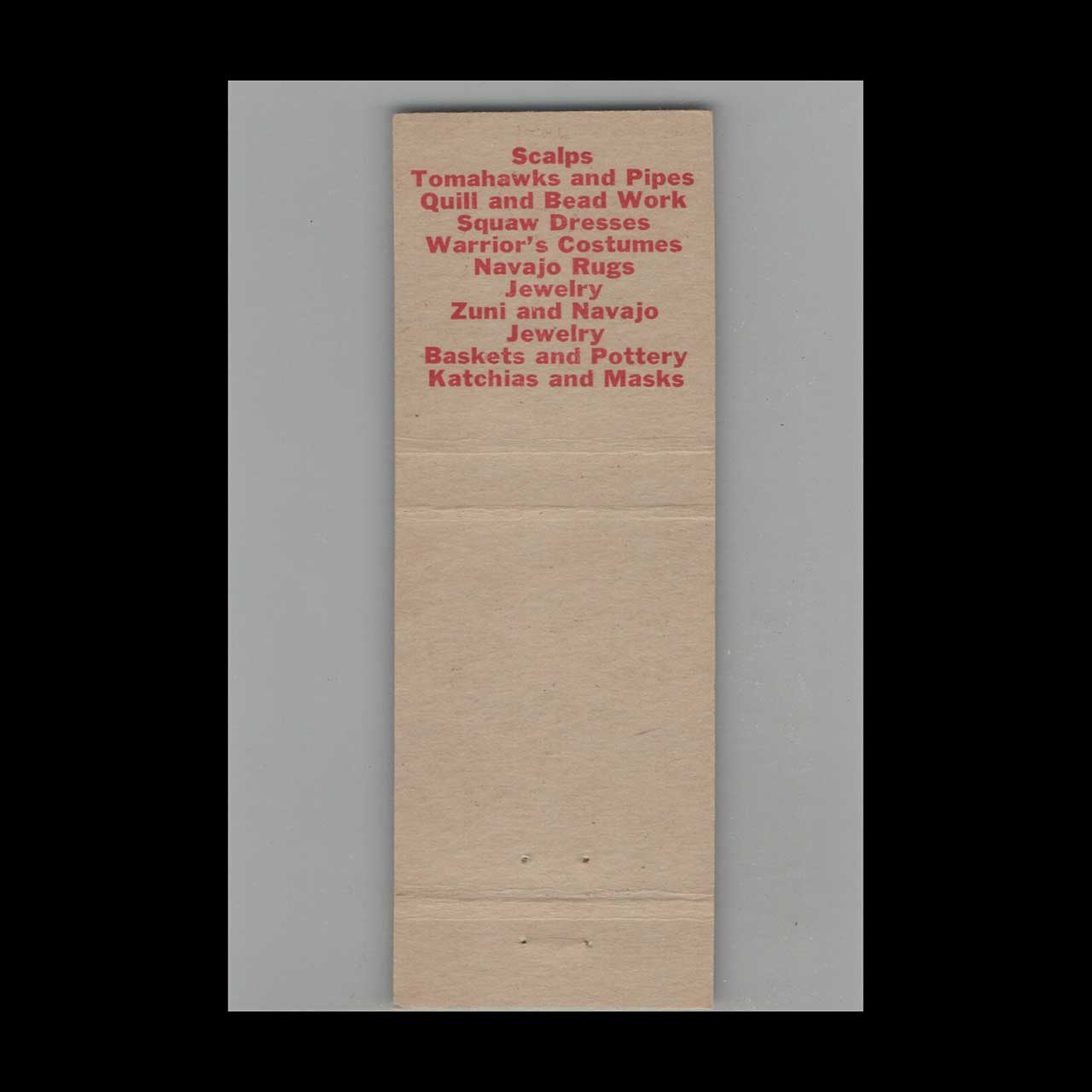 Perkins Indian Trading Post Matchbook Cover Estes Park CO Perkins Indian Trading Post Matchbook Cover Estes Park CO