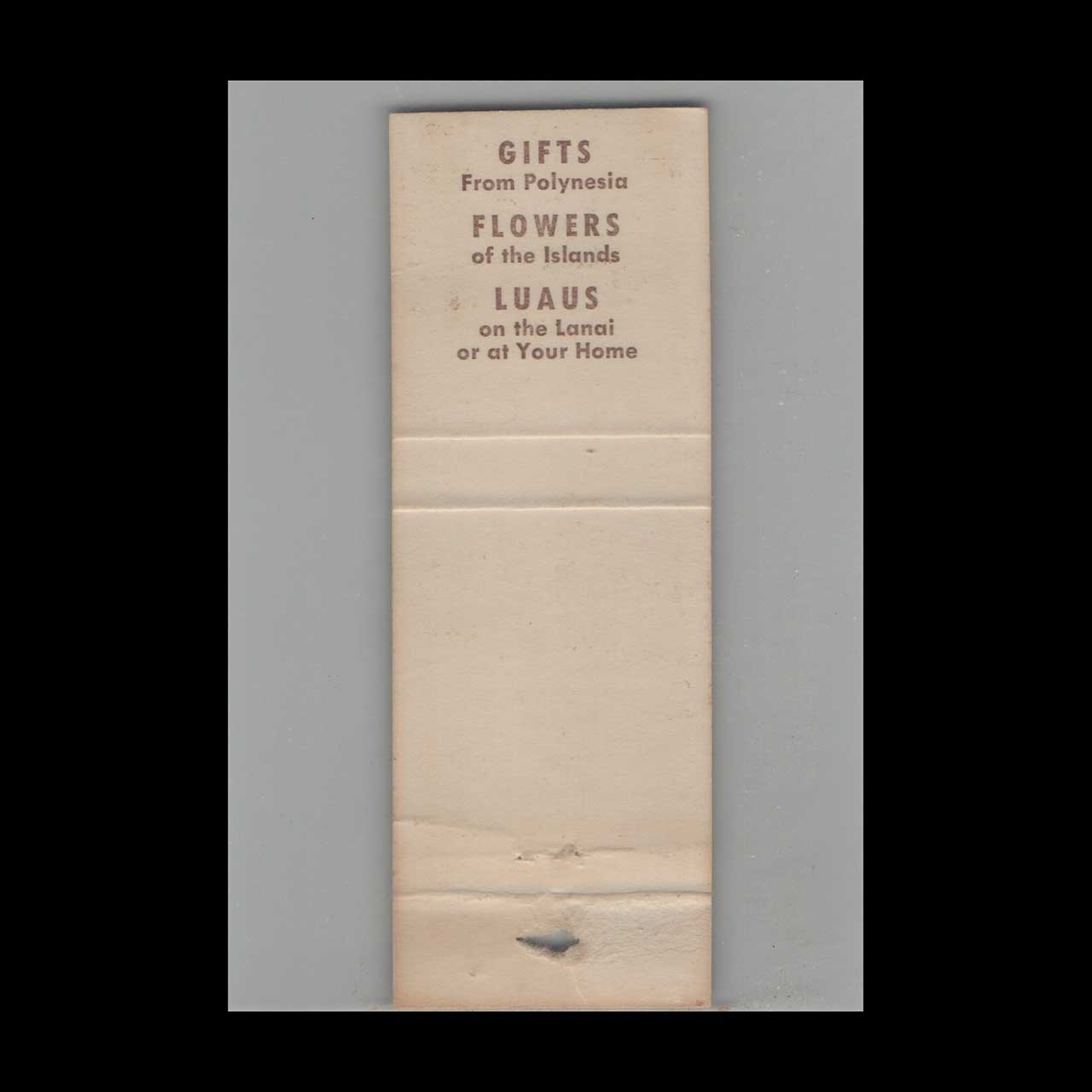 The Polynesian Restaurant Waleria CA Matchbook Cover The Polynesian Restaurant Waleria CA Matchbook Cover