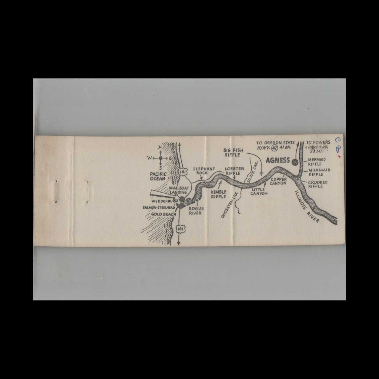 Ship Line Rogue Mail Boat Matchbook Cover Gold Beach OR Ship Line Rogue Mail Boat Matchbook Cover Gold Beach OR