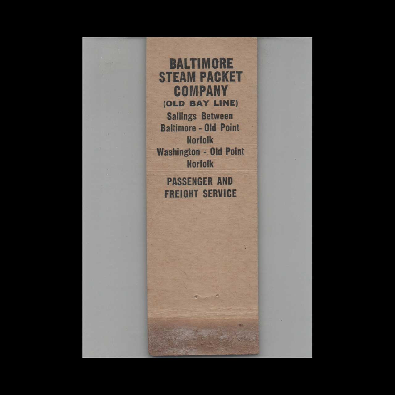 Old Bay Line Ship Matchbook Cover Old Bay Line Ship Matchbook Cover