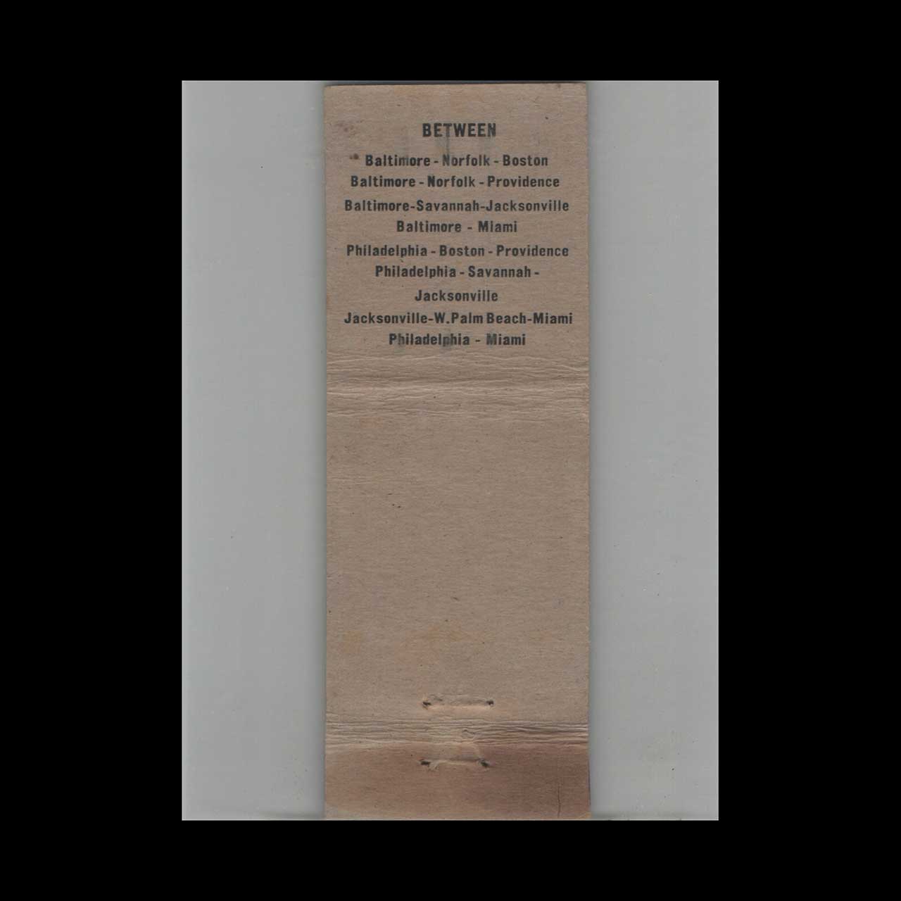 Full Length Matchbook Cover Ship Line Merchants and Miners Line Full Length Matchbook Cover Ship Line Merchants and Miners Line