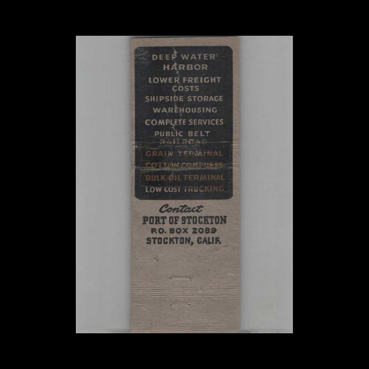 Port of Stockton California Matchbook Cover Port of Stockton California Matchbook Cover
