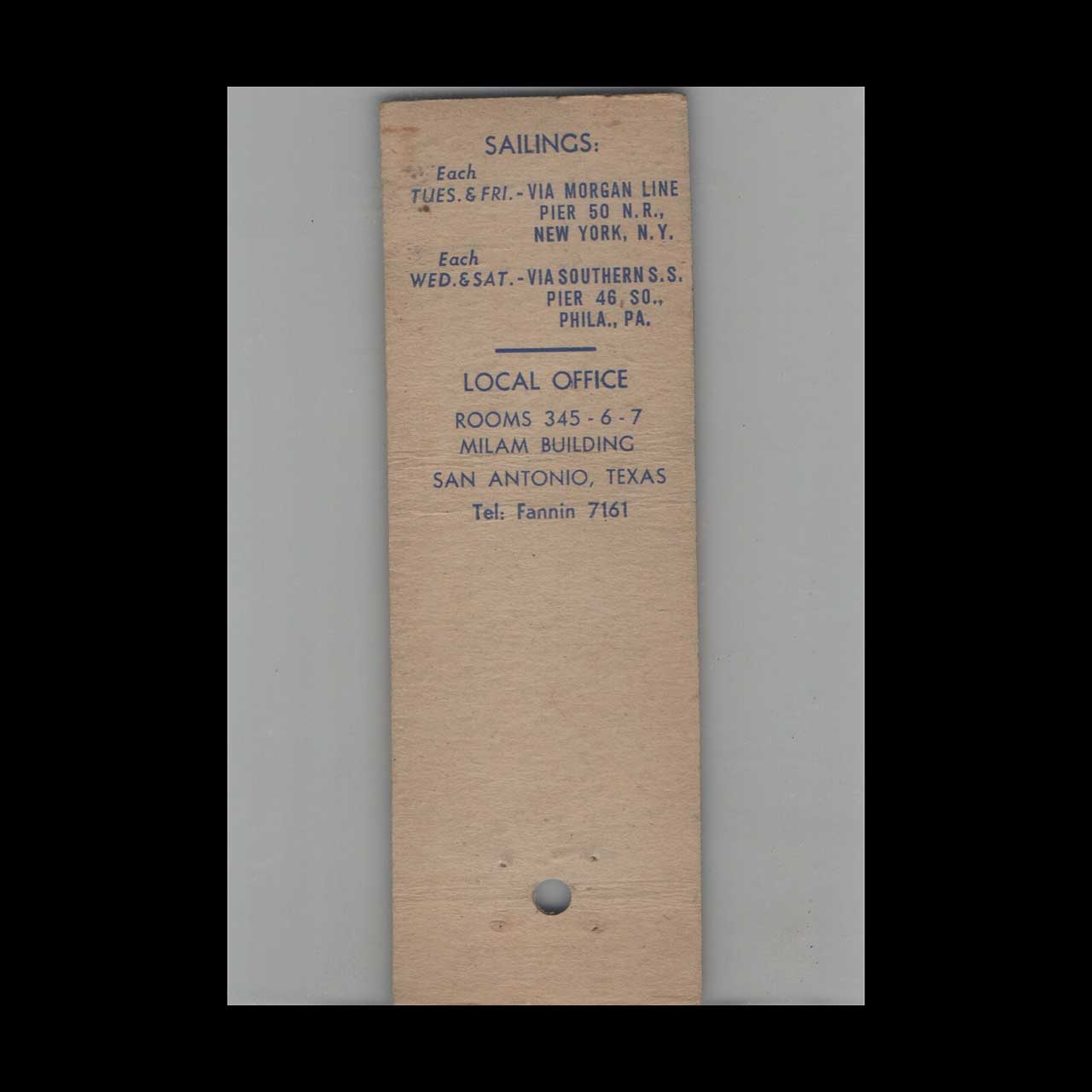 Southwestern Carloading Co Ship Line Matchbook Cover Southwestern Carloading Co Ship Line Matchbook Cover