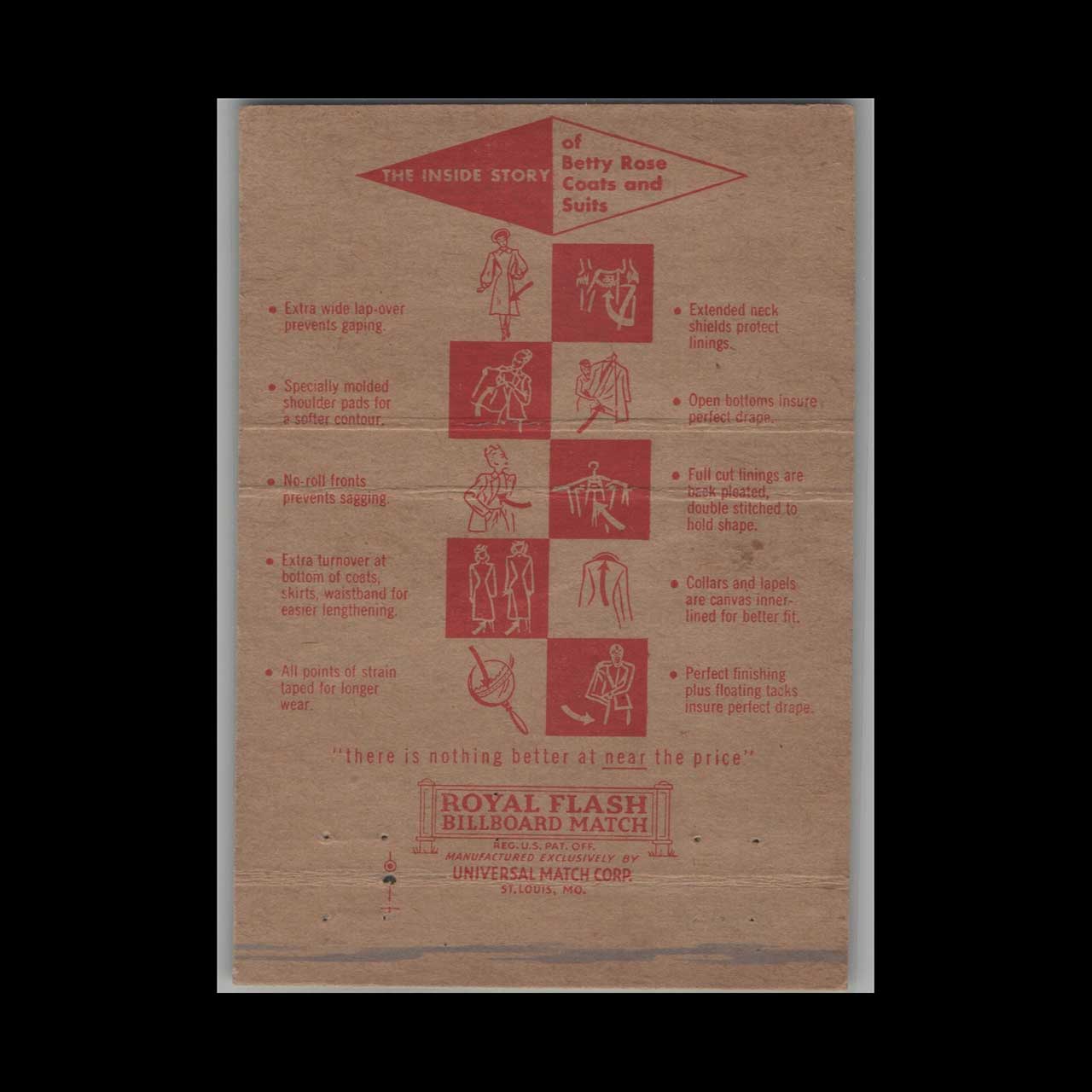 Betty Rose Coats & Suits Matchbook Cover Auerbachs Edwardsville Betty Rose Coats & Suits Matchbook Cover Auerbachs Edwardsville