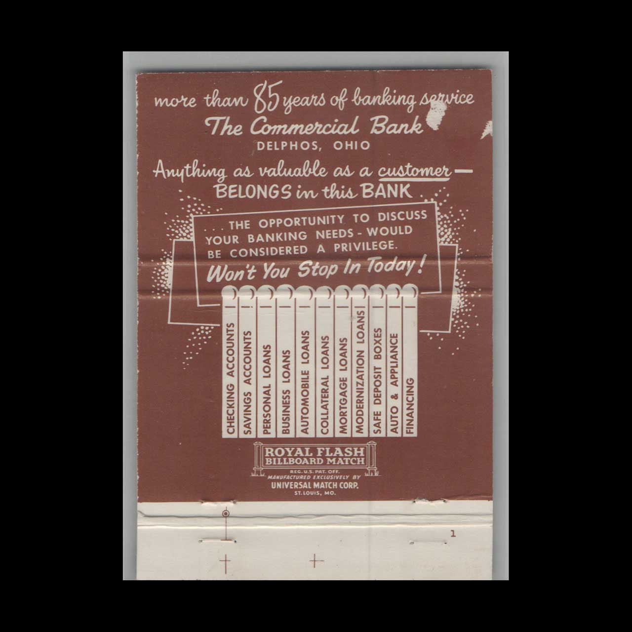 Matchbook Cover The Commercial Bank Delphos OH Matchbook Cover The Commercial Bank Delphos OH