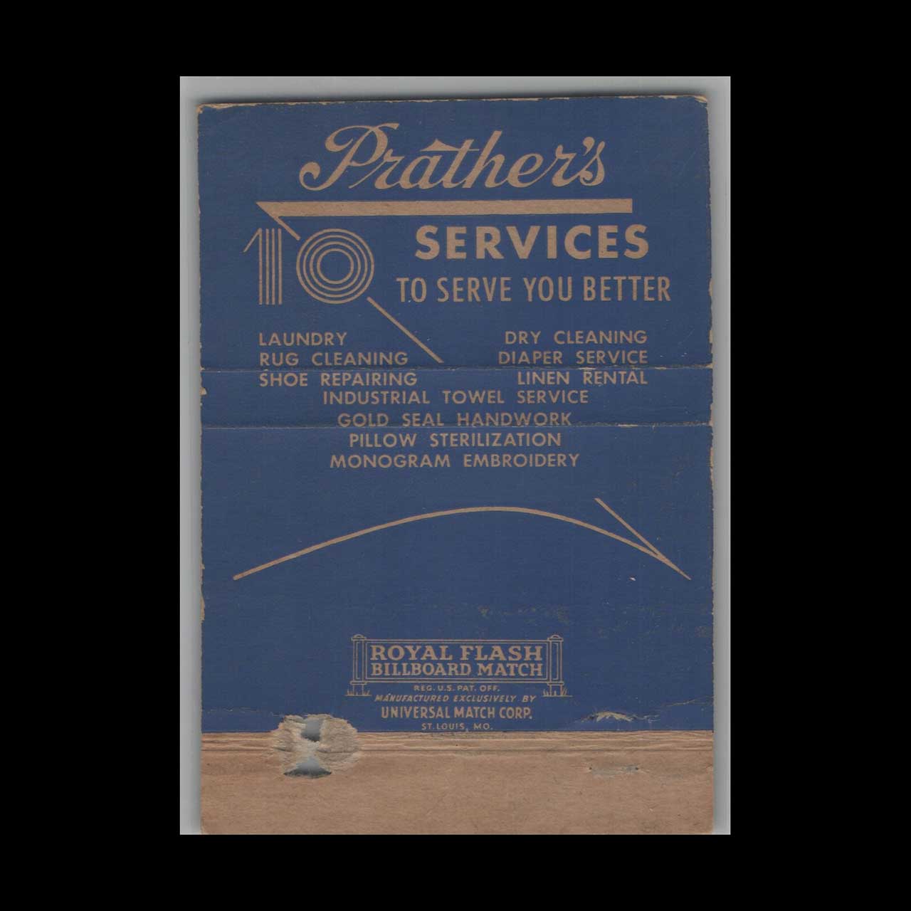 Matchbook Cover Prathers Laundry Fort Myers FL Matchbook Cover Prathers Laundry Fort Myers FL