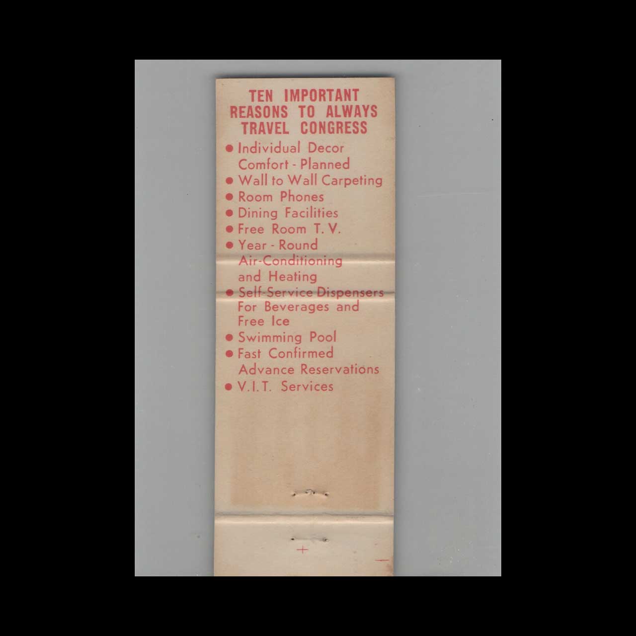 Matchbook Cover Congress Florida Motel Fort Myers FL Matchbook Cover Congress Florida Motel Fort Myers FL