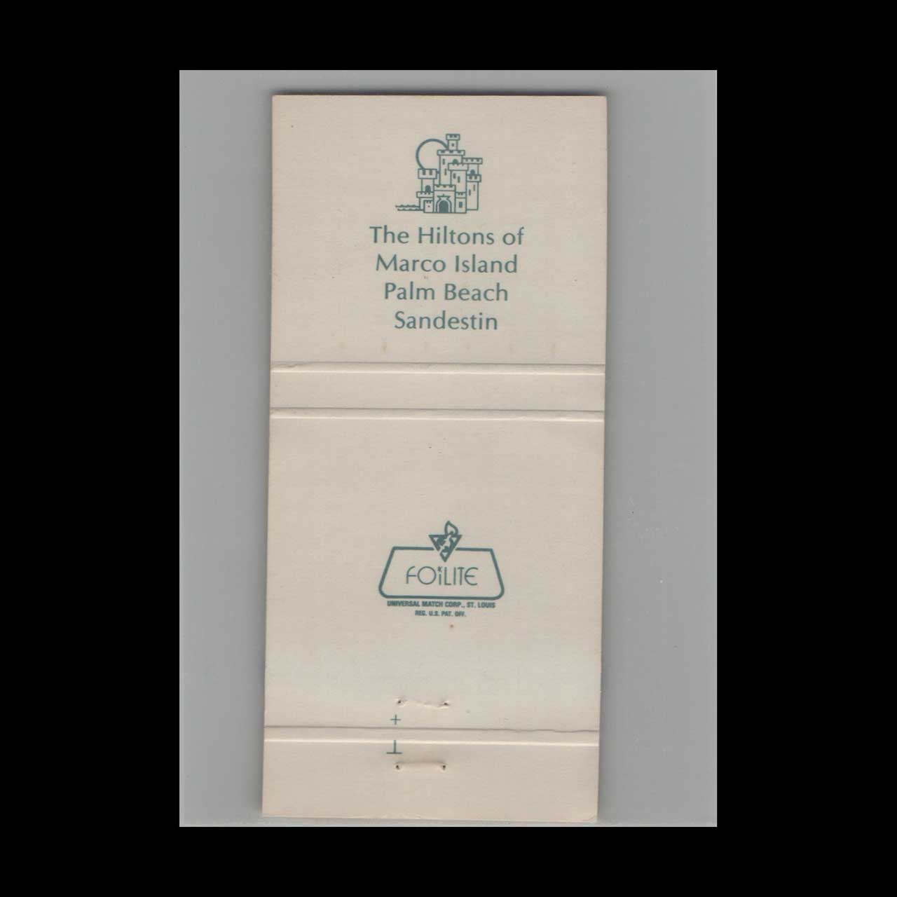 Matchbook Cover Sandestin Beach Hilton Destin FL Matchbook Cover Sandestin Beach Hilton Destin FL