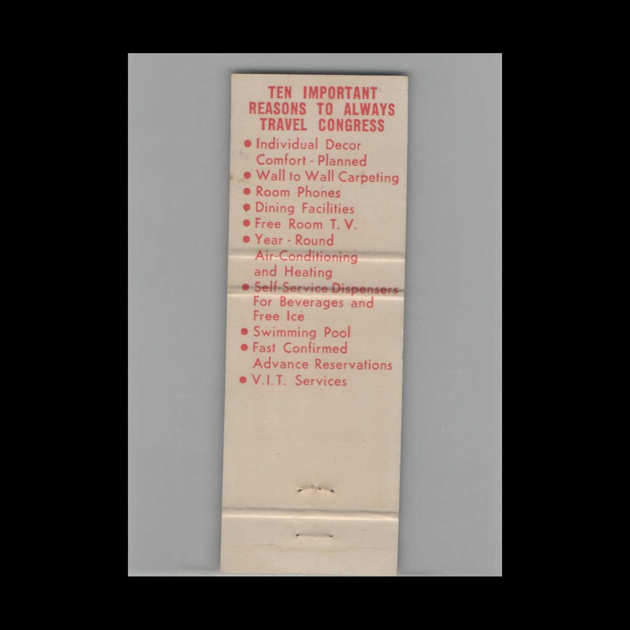 Matchbook Cover Congress Motel Ocala FL Matchbook Cover Congress Motel Ocala FL