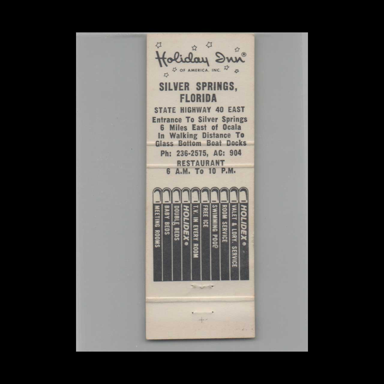 Matchbook Cover Holiday Inn Silver Springs Ocala FL Matchbook Cover Holiday Inn Silver Springs Ocala FL