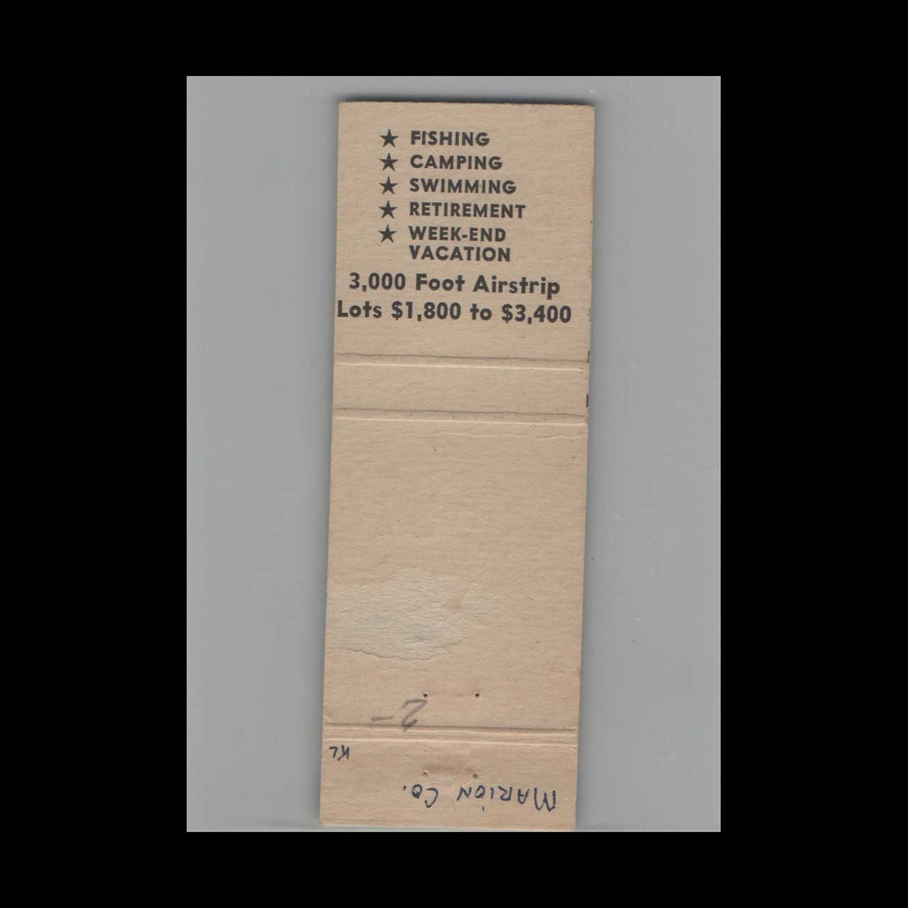 Matchbook Cover Woods & Lakes Inc Ocala FL Matchbook Cover Woods & Lakes Inc Ocala FL