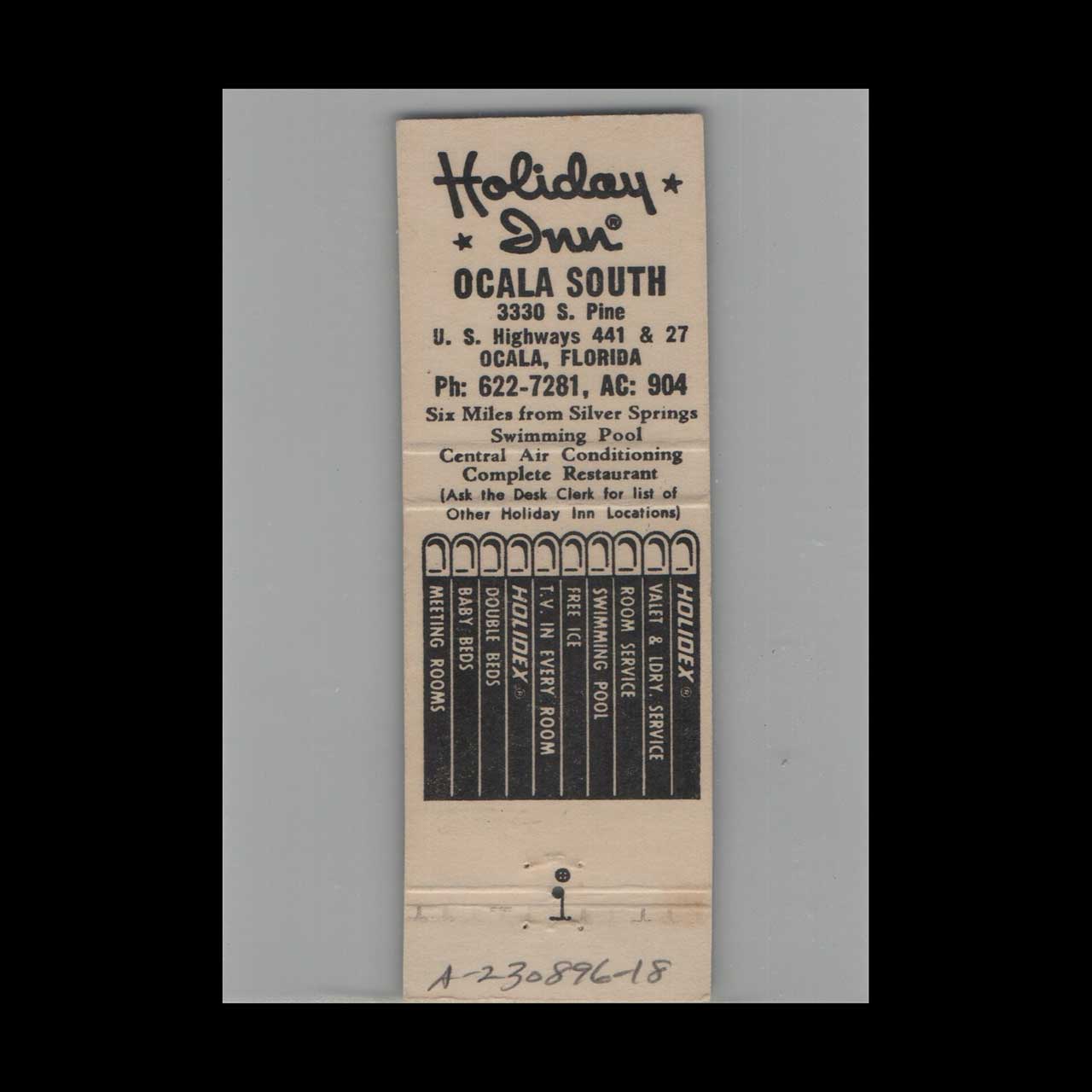 Matchbook Cover Holiday Inn Ocala FL #1 Matchbook Cover Holiday Inn Ocala FL #1