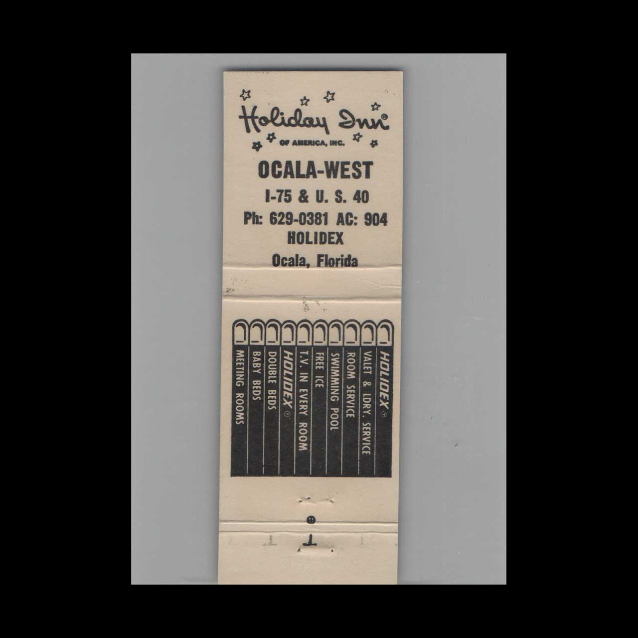 Matchbook Cover Holiday Inn Ocala FL #2 Matchbook Cover Holiday Inn Ocala FL #2
