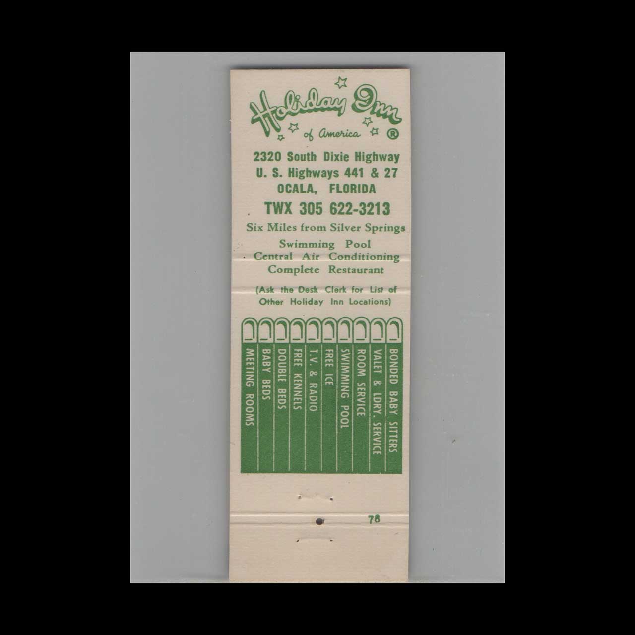 Matchbook Cover Holiday Inn Ocala FL #5 Matchbook Cover Holiday Inn Ocala FL #5