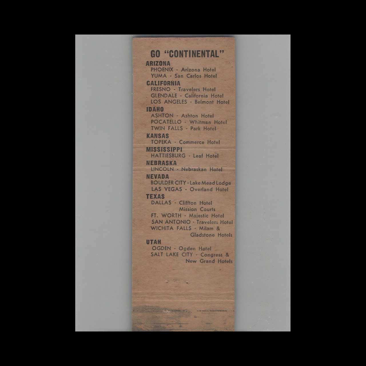 Matchbook Cover Congress Hotel Salt Lake City UT Matchbook Cover Congress Hotel Salt Lake City UT