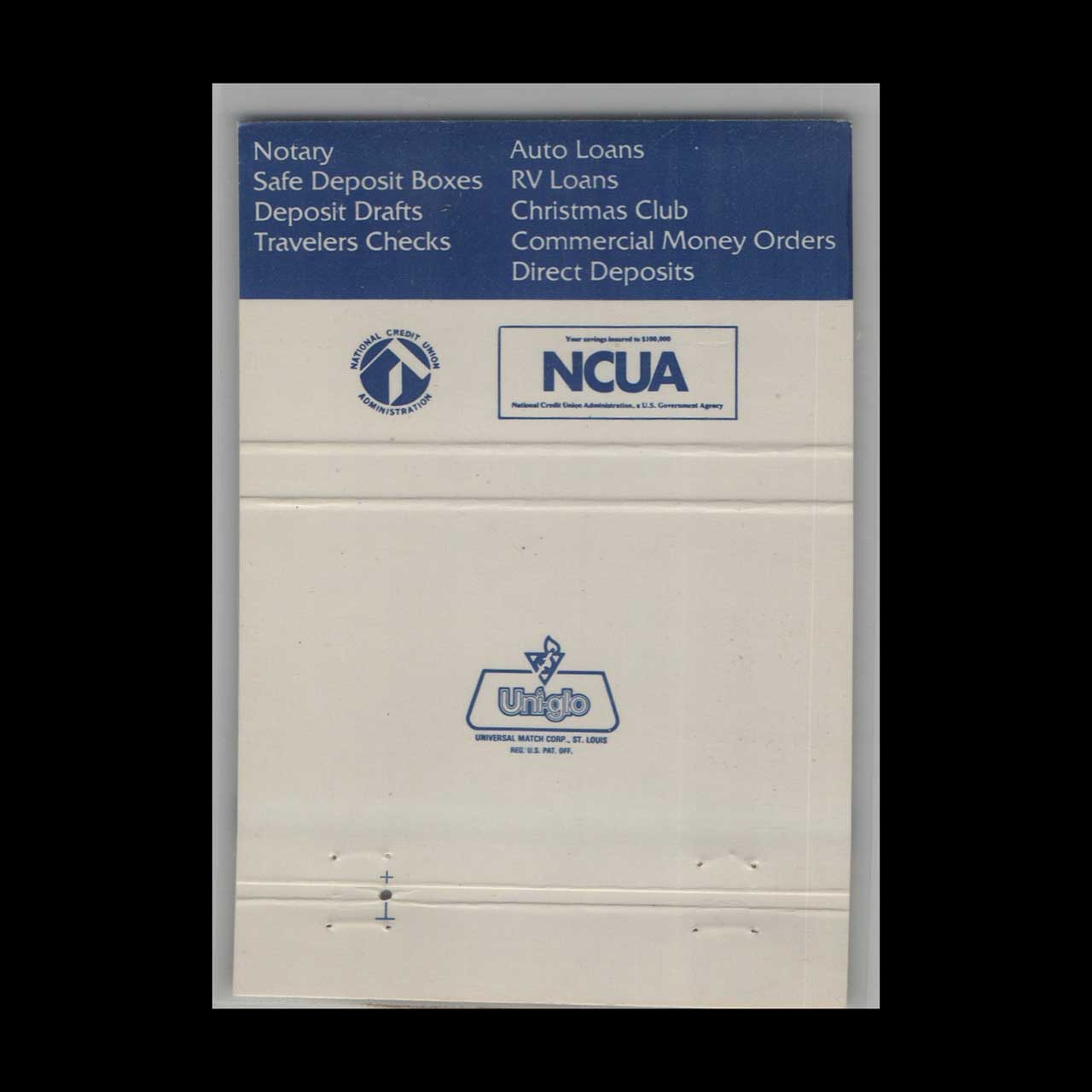 Matchbook Cover Denver Postal Credit Union Arvada CO Matchbook Cover Denver Postal Credit Union Arvada CO