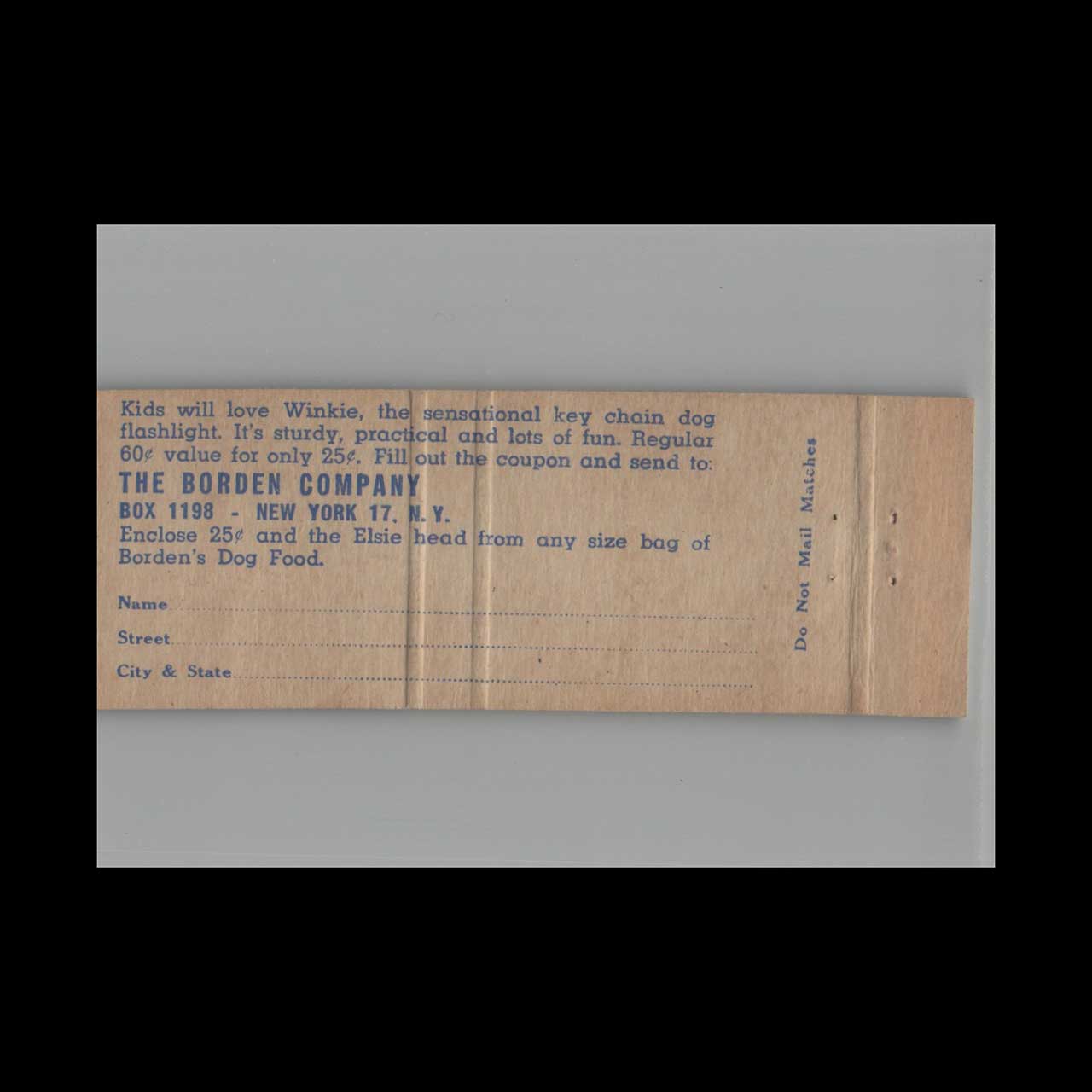 Matchbook Cover Bordens Dog Food Matchbook Cover Bordens Dog Food