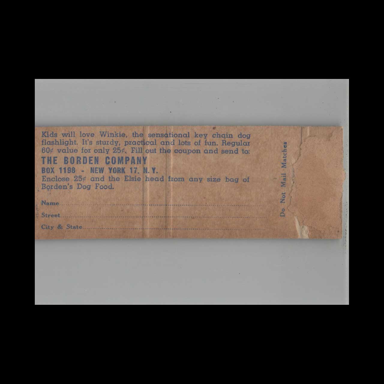 Matchbook Cover Bordens Dog Food Matchbook Cover Bordens Dog Food