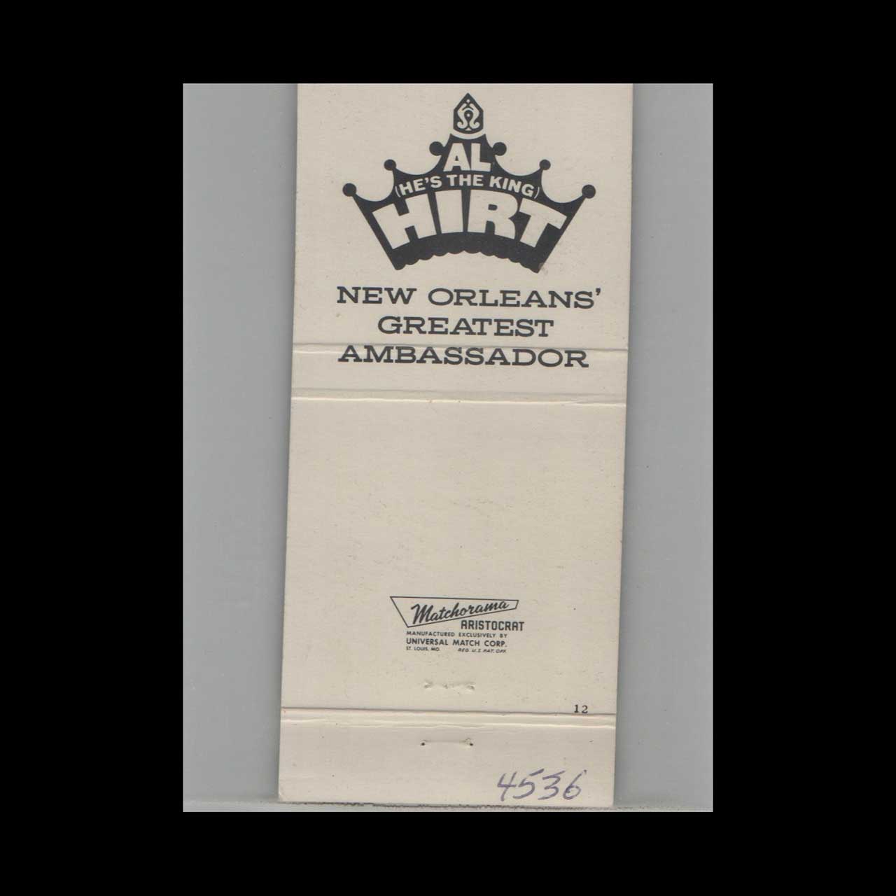 Al Hirt Dans Pier 600 Matchbook Cover New Orleans Al Hirt Dans Pier 600 Matchbook Cover New Orleans