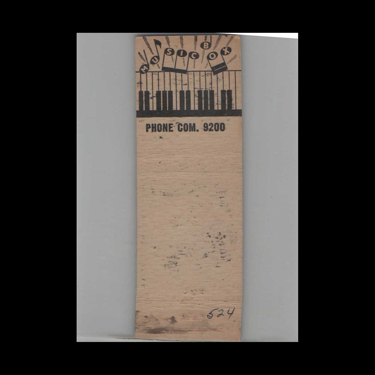 Music Box Copley Square Hotel Matchbook Cover Boston Music Box Copley Square Hotel Matchbook Cover Boston