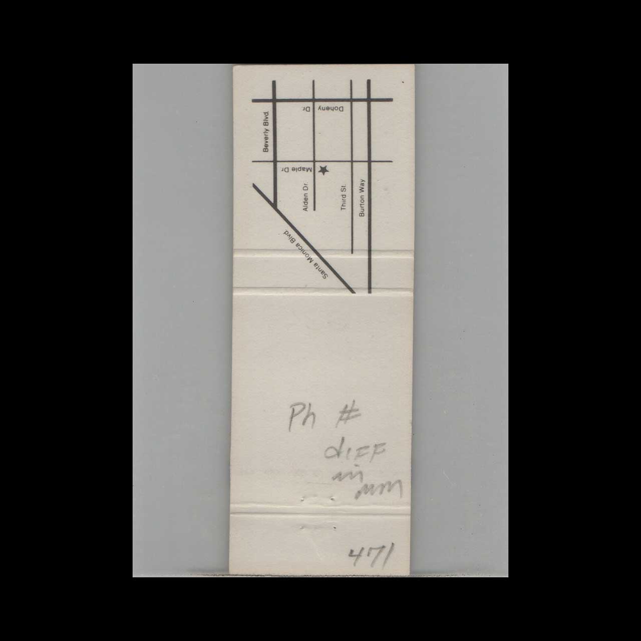 Maple Drive Music Matchbook Cover Beverly Hills CA Maple Drive Music Matchbook Cover Beverly Hills CA