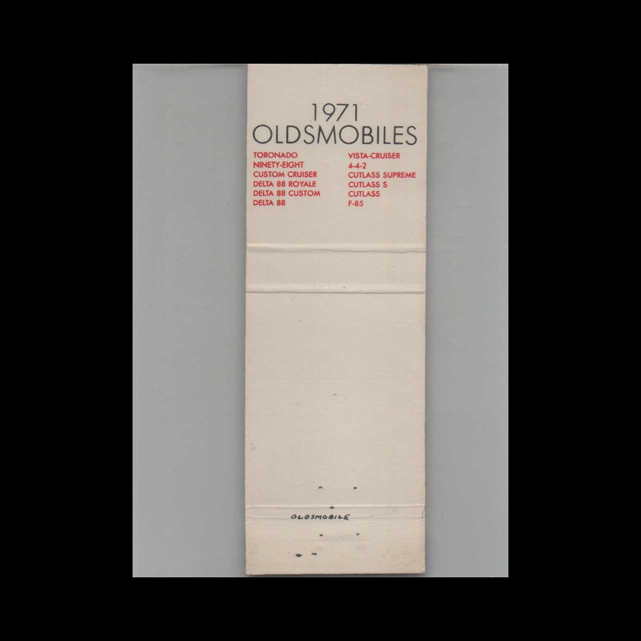 1971 Oldsmobile Dealer Matchbook Cover Millers Mechanicsburg 1971 Oldsmobile Dealer Matchbook Cover Millers Mechanicsburg