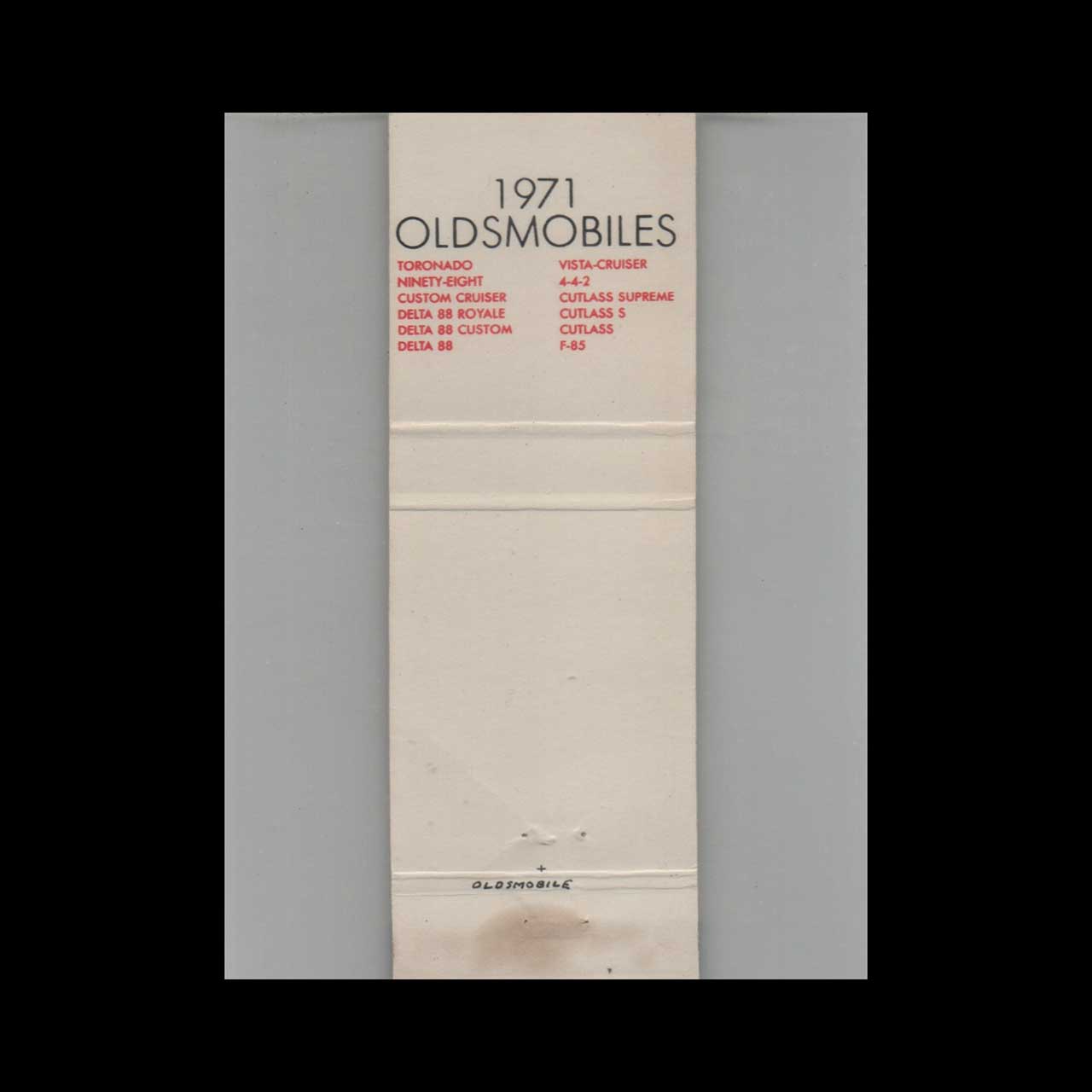 1971 Oldsmobile Dealer Matchbook Cover Lemoyne PA 1971 Oldsmobile Dealer Matchbook Cover Lemoyne PA