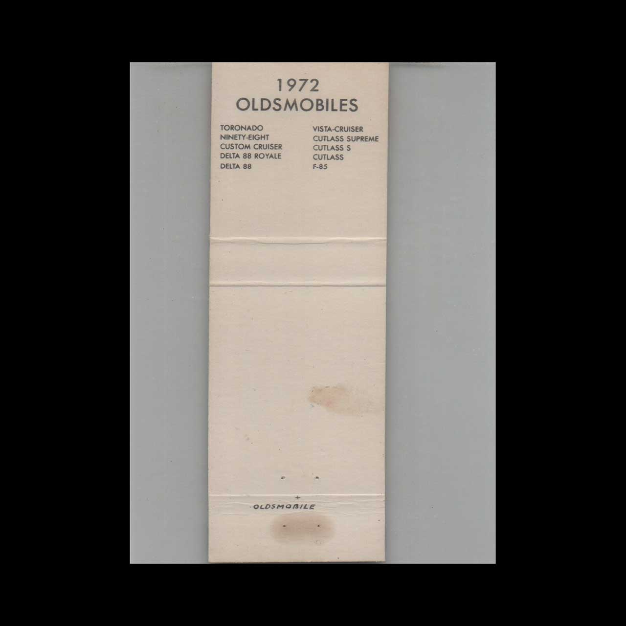 1972 Oldsmobile Dealer Matchbook Cover WL Hammond Beach ND 1972 Oldsmobile Dealer Matchbook Cover WL Hammond Beach ND