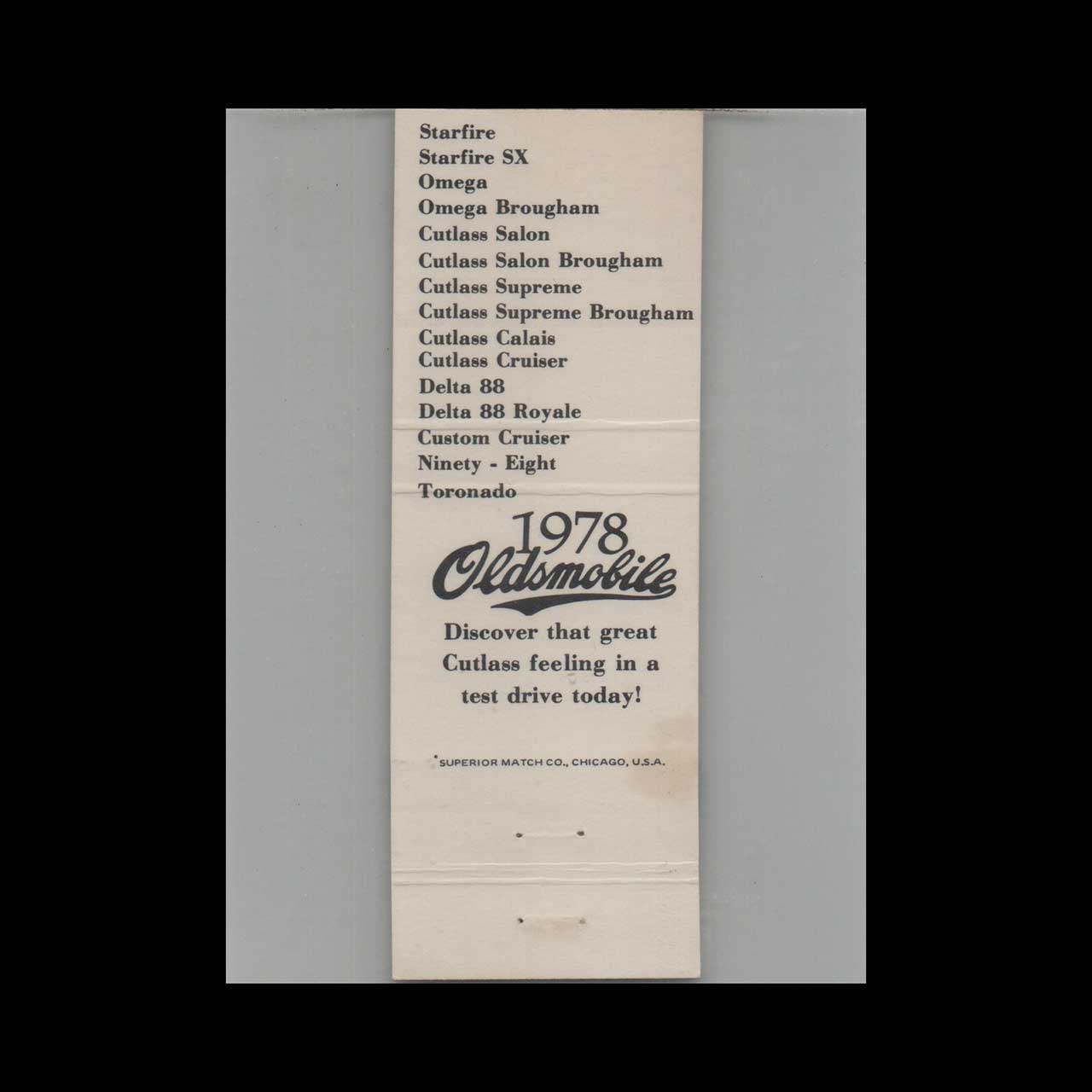 1978 Oldsmobile Dealer Matchbook Cover Spokane WA 1978 Oldsmobile Dealer Matchbook Cover Spokane WA