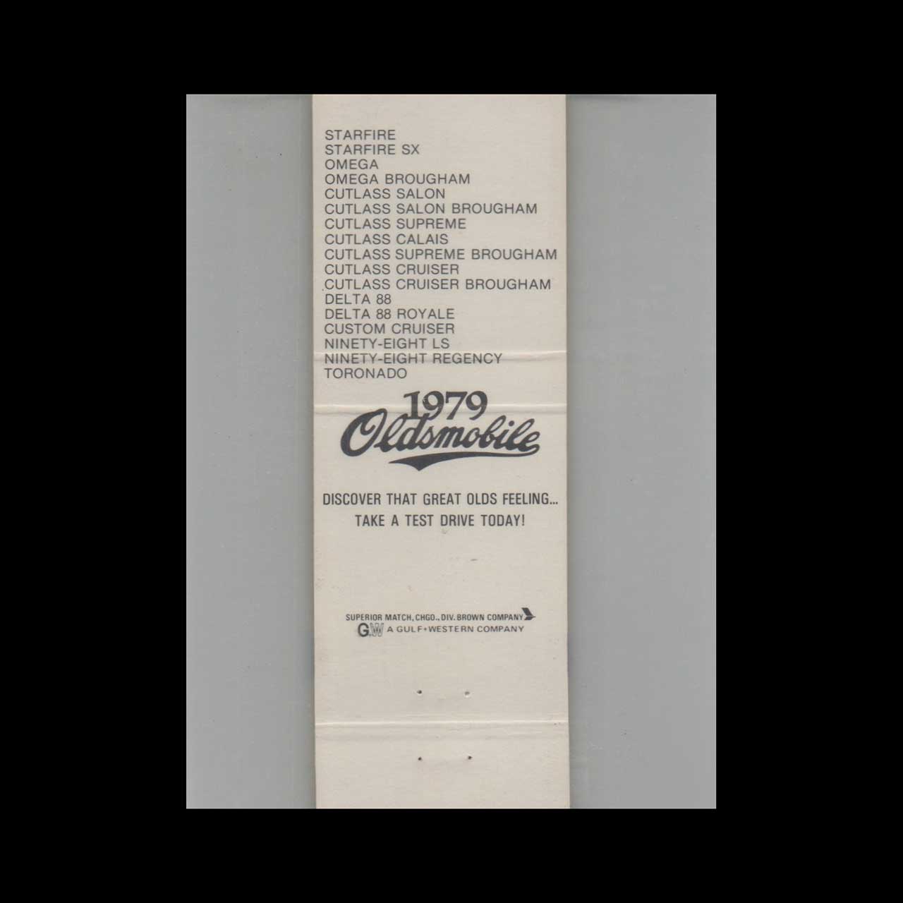 1979 Oldsmobile Dealer Matchbook Cover Bruce Petro Warsaw IN 1979 Oldsmobile Dealer Matchbook Cover Bruce Petro Warsaw IN