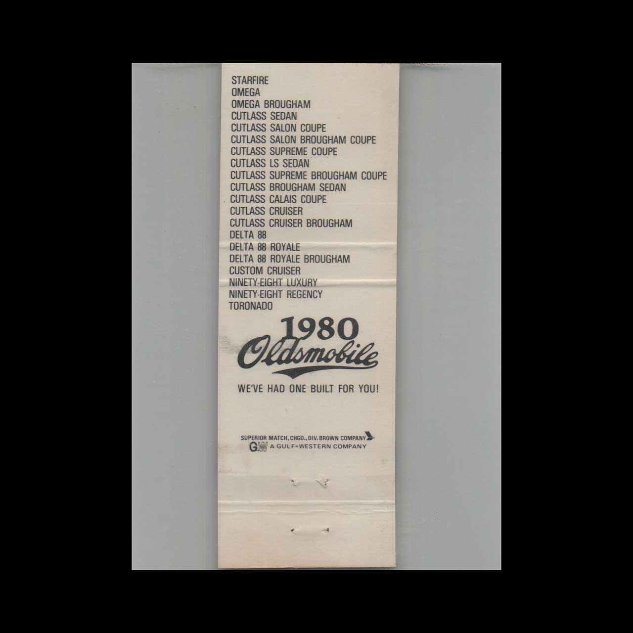 1980 Oldsmobile Dealer Matchbook Cover Bruckman Somerset PA 1980 Oldsmobile Dealer Matchbook Cover Bruckman Somerset PA