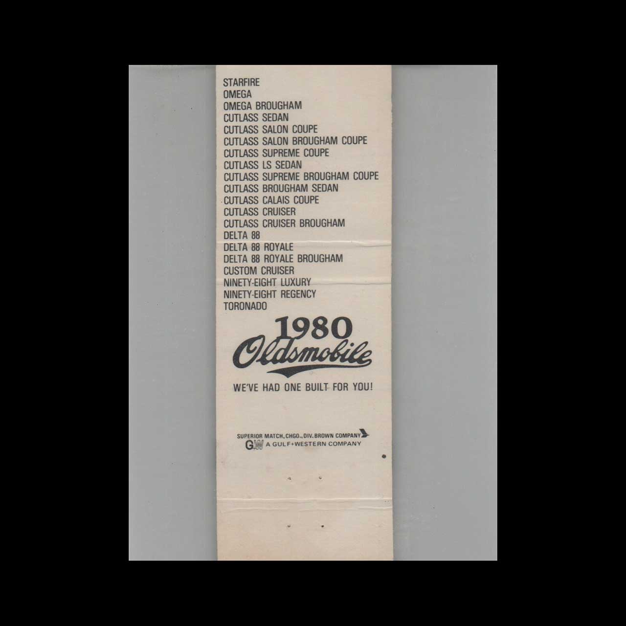 1980 Oldsmobile Dealer Matchbook Cover Spokane WA 1980 Oldsmobile Dealer Matchbook Cover Spokane WA