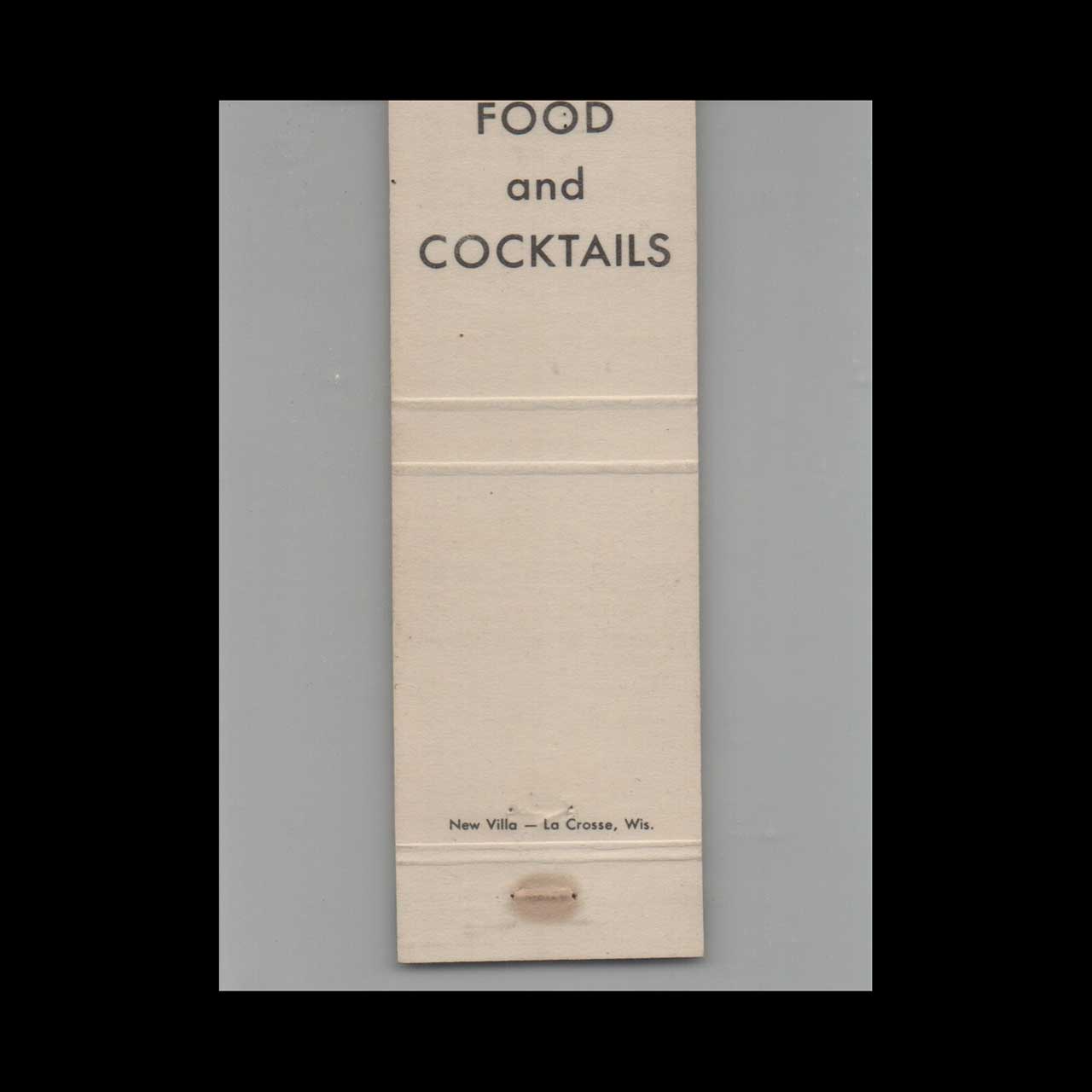 New Villa Restaurant La Crosse WI Matchbook Cover New Villa Restaurant La Crosse WI Matchbook Cover
