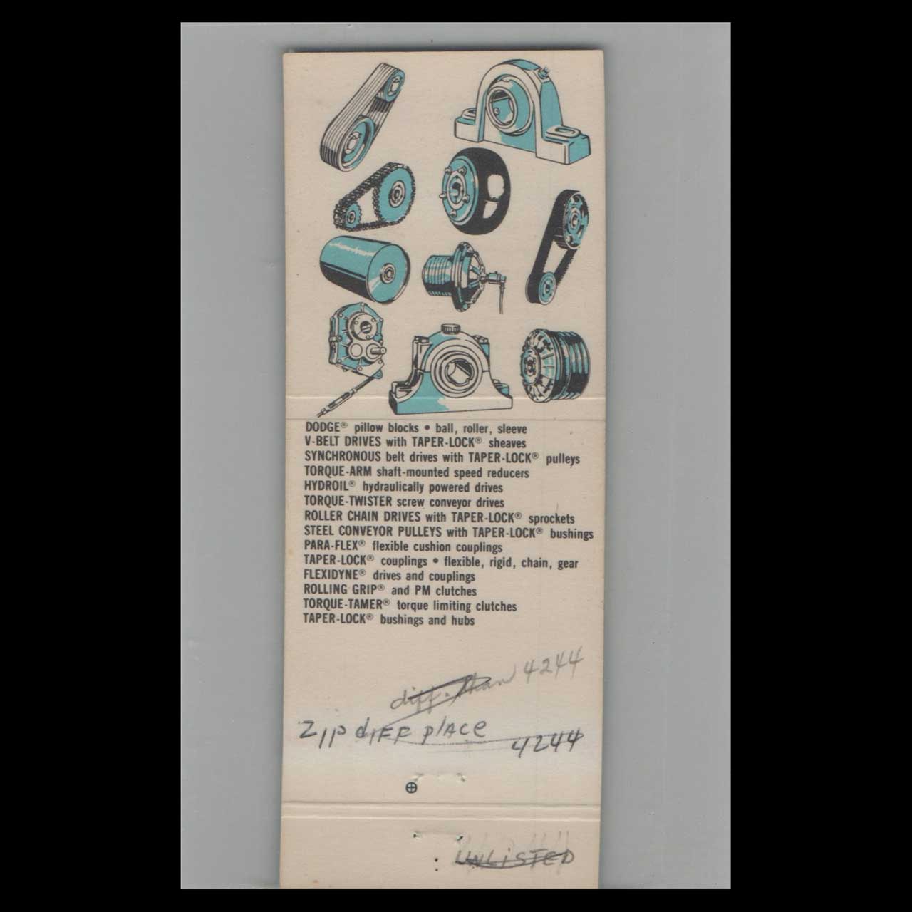 Dodge Transmissions Matchbook Cover Meridian MS Dodge Transmissions Matchbook Cover Meridian MS