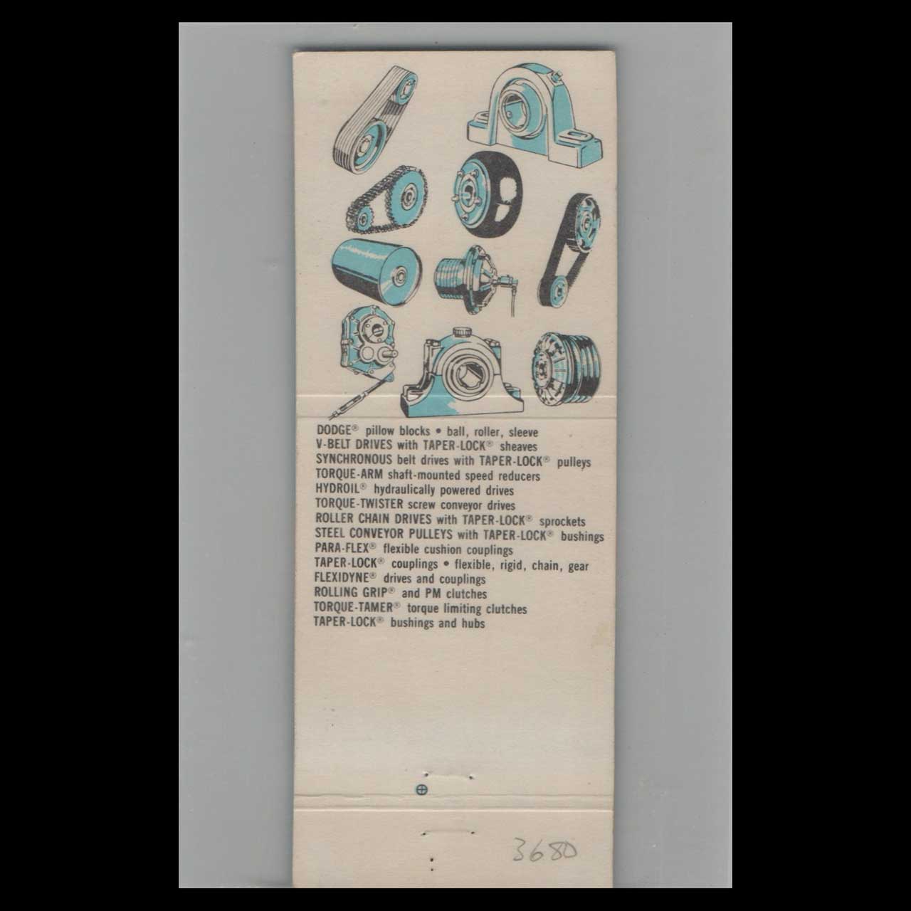 Dodge Transmissions Bearings Matchbook Cover Harrisburg PA Dodge Transmissions Bearings Matchbook Cover Harrisburg PA