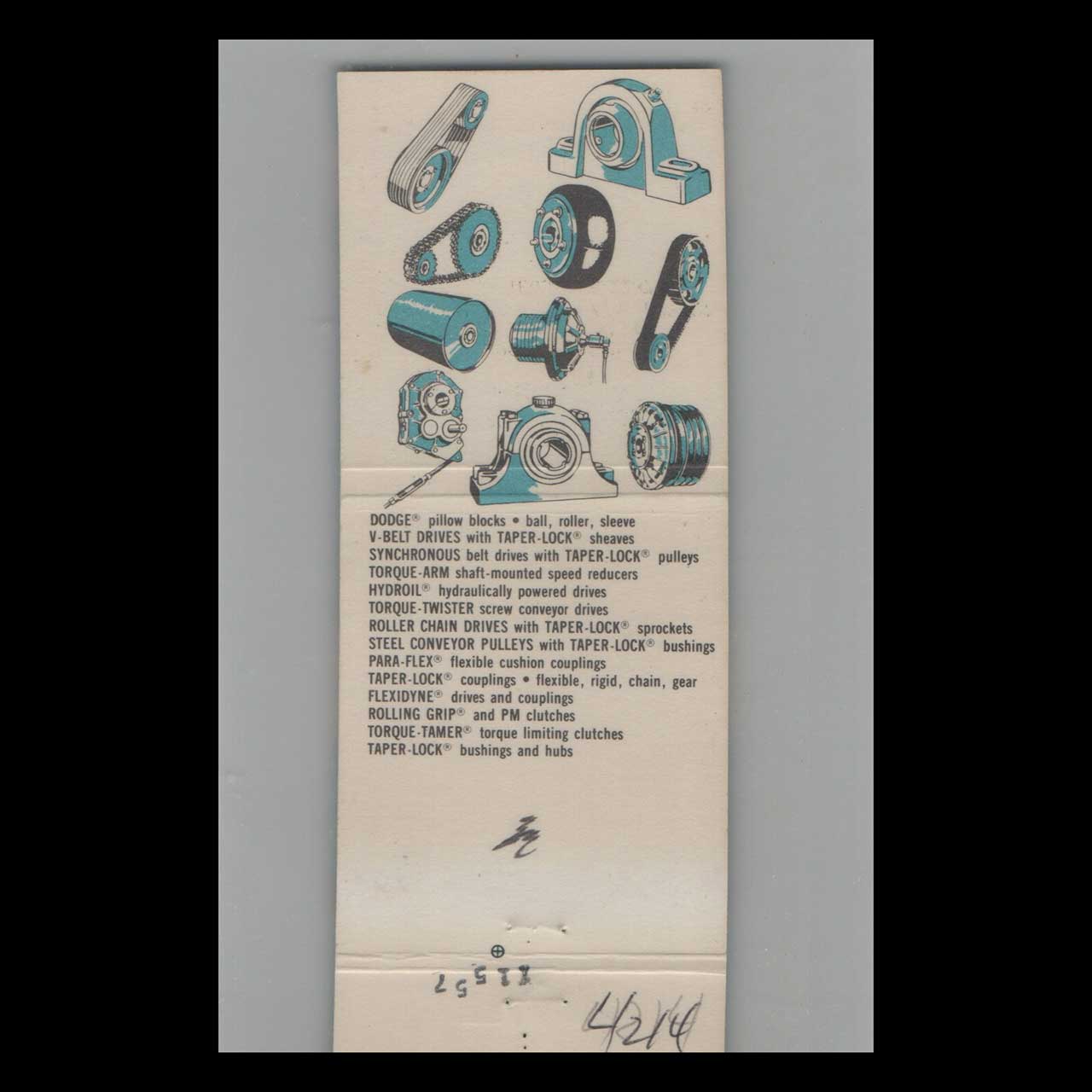 Dodge Transmissions Matchbook Cover Bond Transmission Myersdale Dodge Transmissions Matchbook Cover Bond Transmission Myersdale