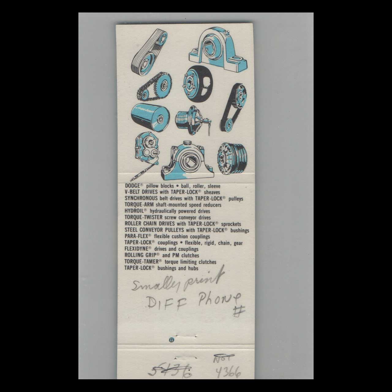 Dodge Transmissions Matchbook Cover Big Sandy Electric KY Dodge Transmissions Matchbook Cover Big Sandy Electric KY