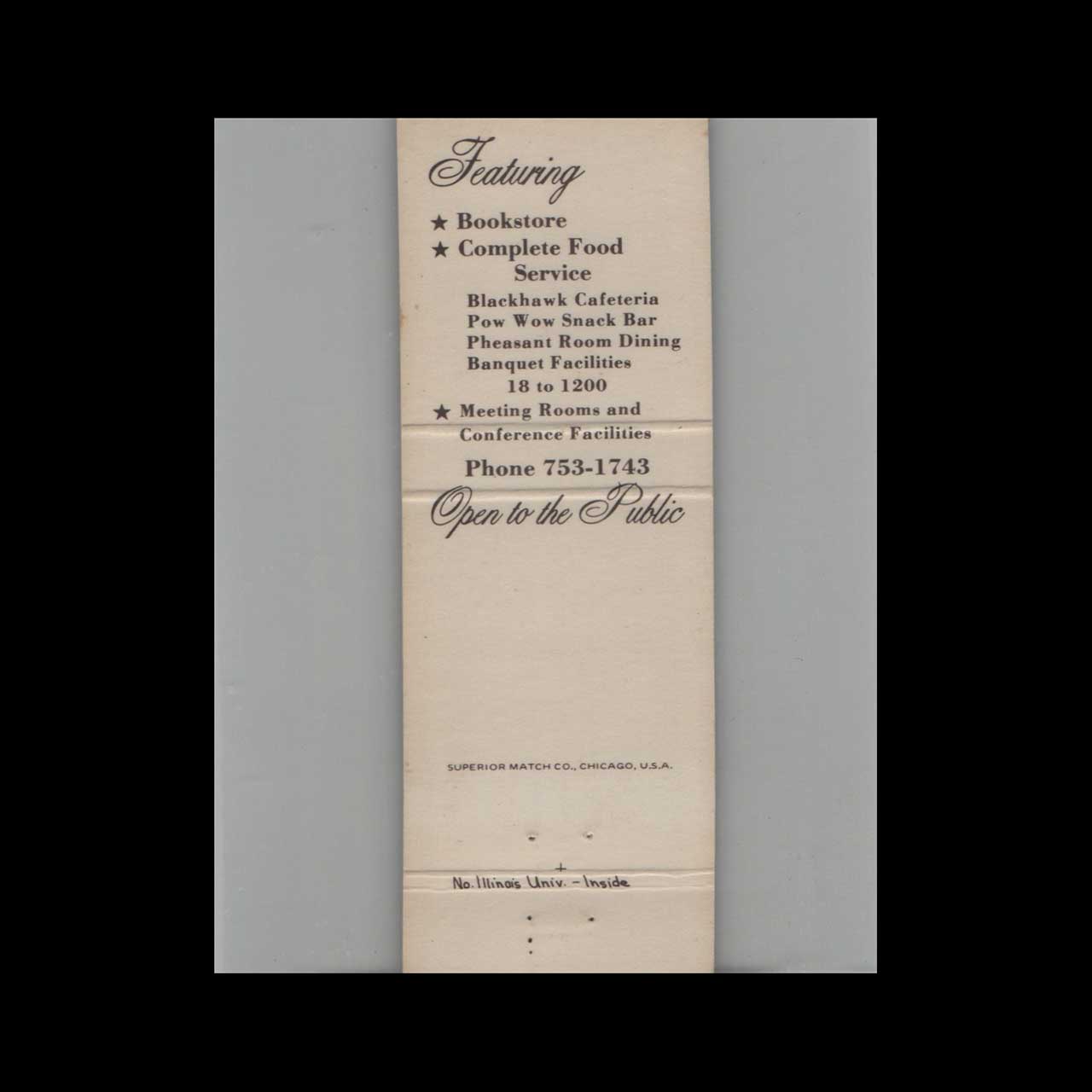 Northern Illinois University Matchbook Cover DeKalb IL Northern Illinois University Matchbook Cover DeKalb IL