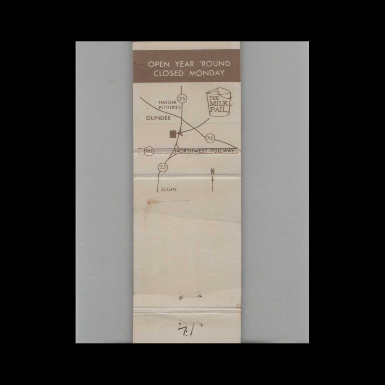 The Milk Pail Matchbook Cover Dundee IL The Milk Pail Matchbook Cover Dundee IL