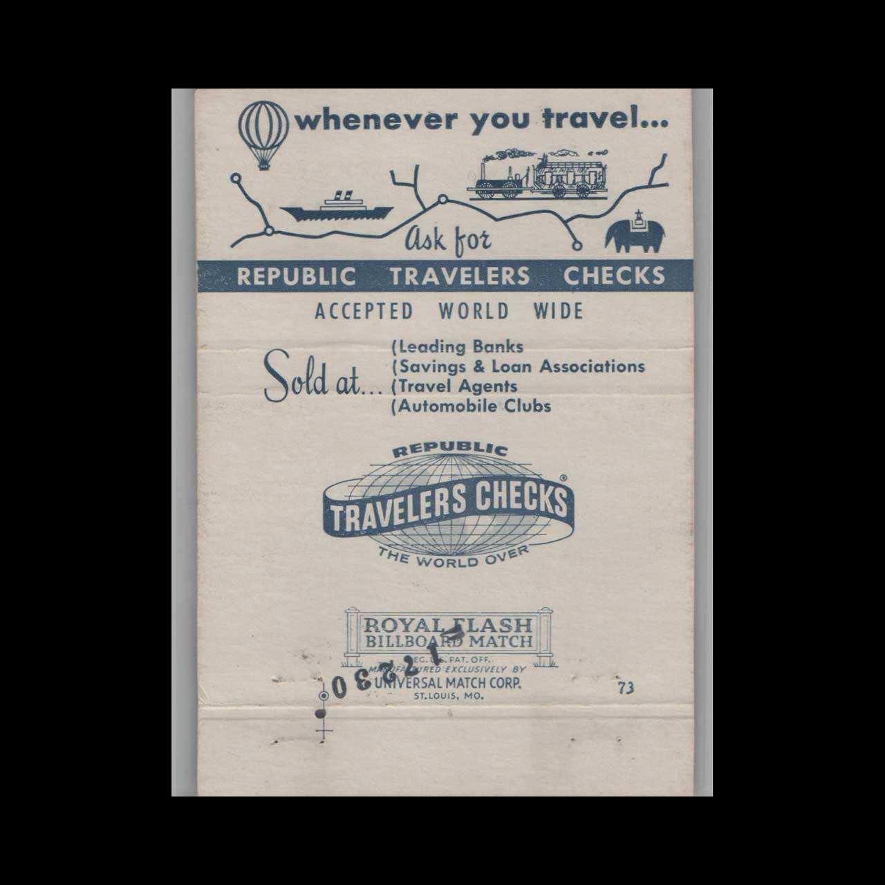 Matchbook Cover Republic National Bank Dallas TX Matchbook Cover Republic National Bank Dallas TX