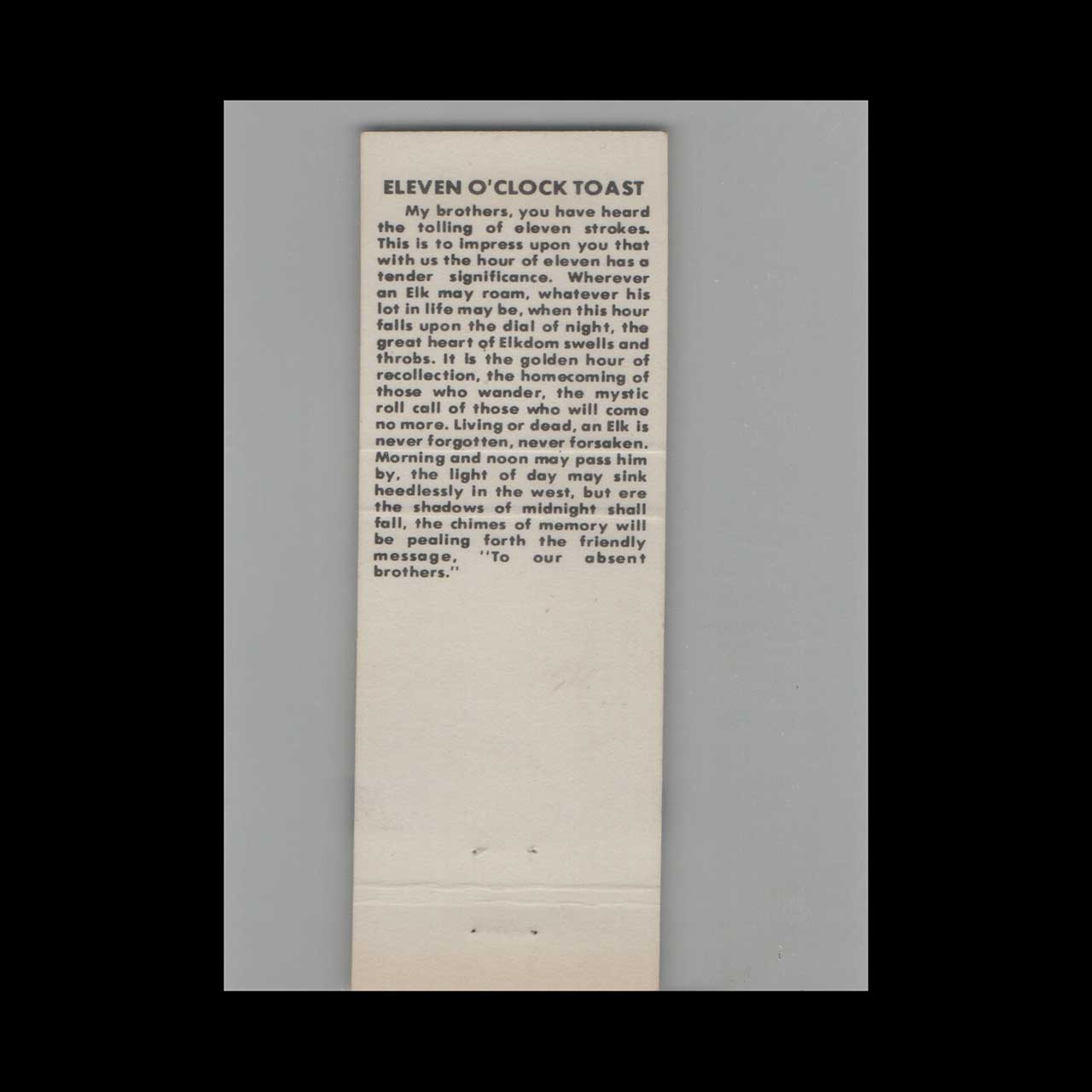 BPOE Elks Lodge 1691 Auburn CA Matchbook Cover BPOE Elks Lodge 1691 Auburn CA Matchbook Cover