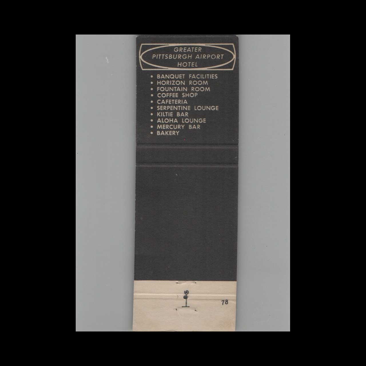 Matchbook Cover Greater Pittsburgh Airport Hotel Pittsburgh PA Matchbook Cover Greater Pittsburgh Airport Hotel Pittsburgh PA