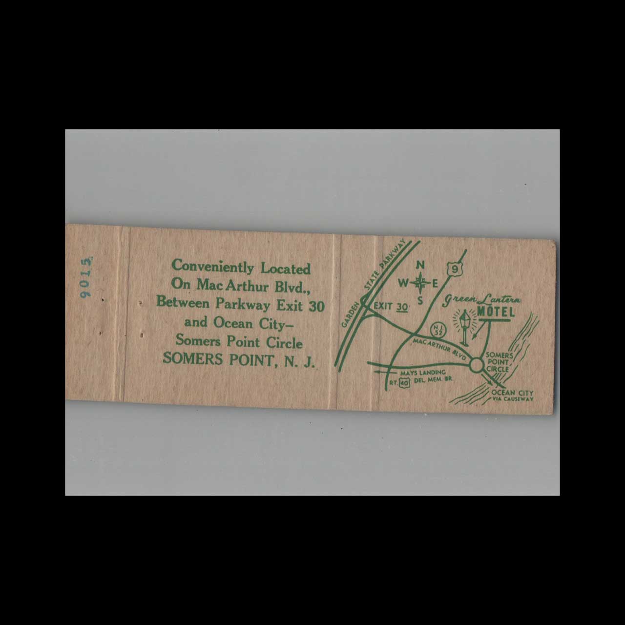 Matchbook Cover Green Lantern Motel Somers Pont NJ Matchbook Cover Green Lantern Motel Somers Pont NJ