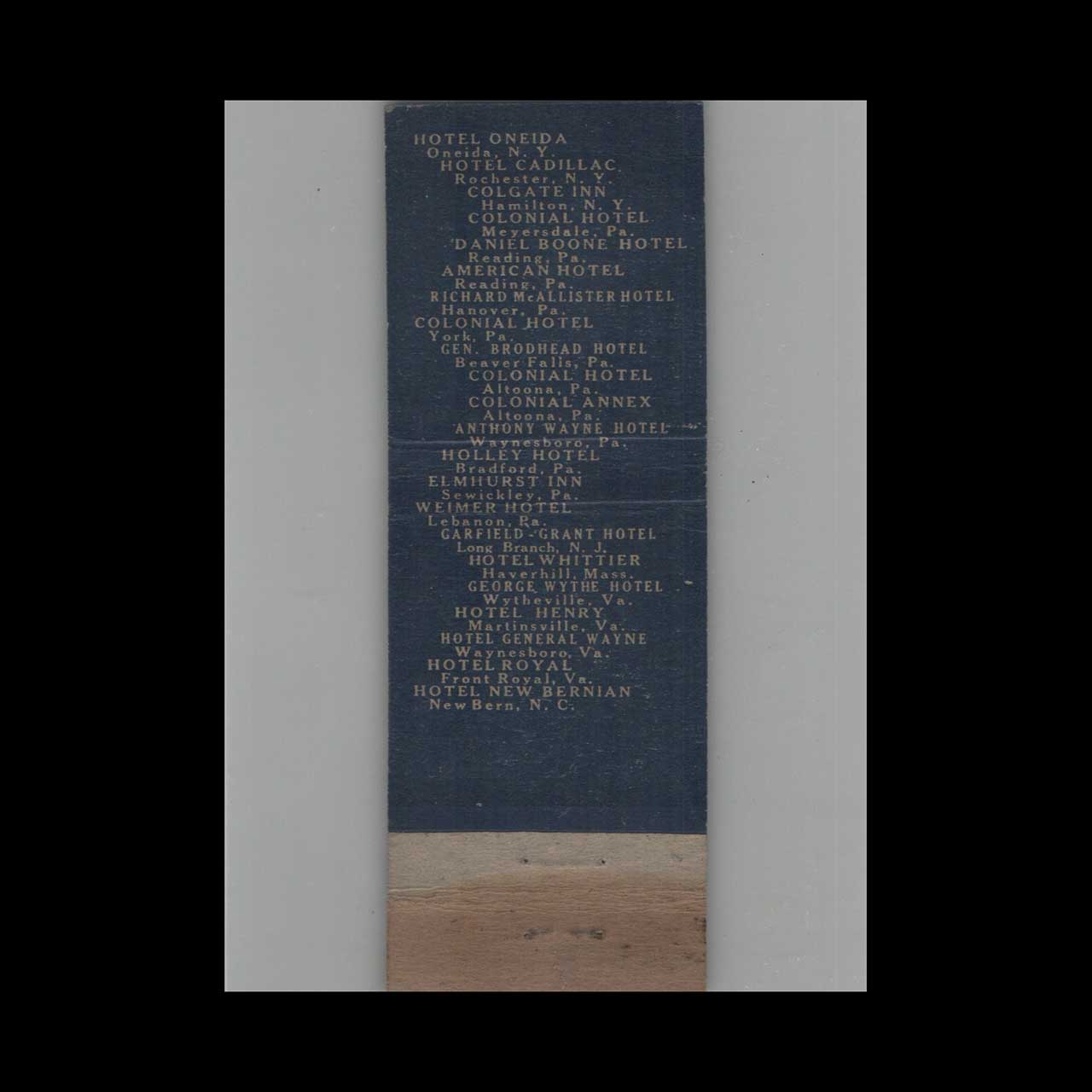 Matchbook Cover Grenoble Hotels Inc Harrisburg PA #2 Matchbook Cover Grenoble Hotels Inc Harrisburg PA #2