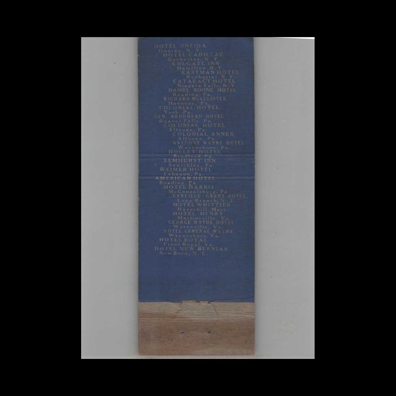 Matchbook Cover Grenoble Hotels Colonial Annex Altoona PA Matchbook Cover Grenoble Hotels Colonial Annex Altoona PA