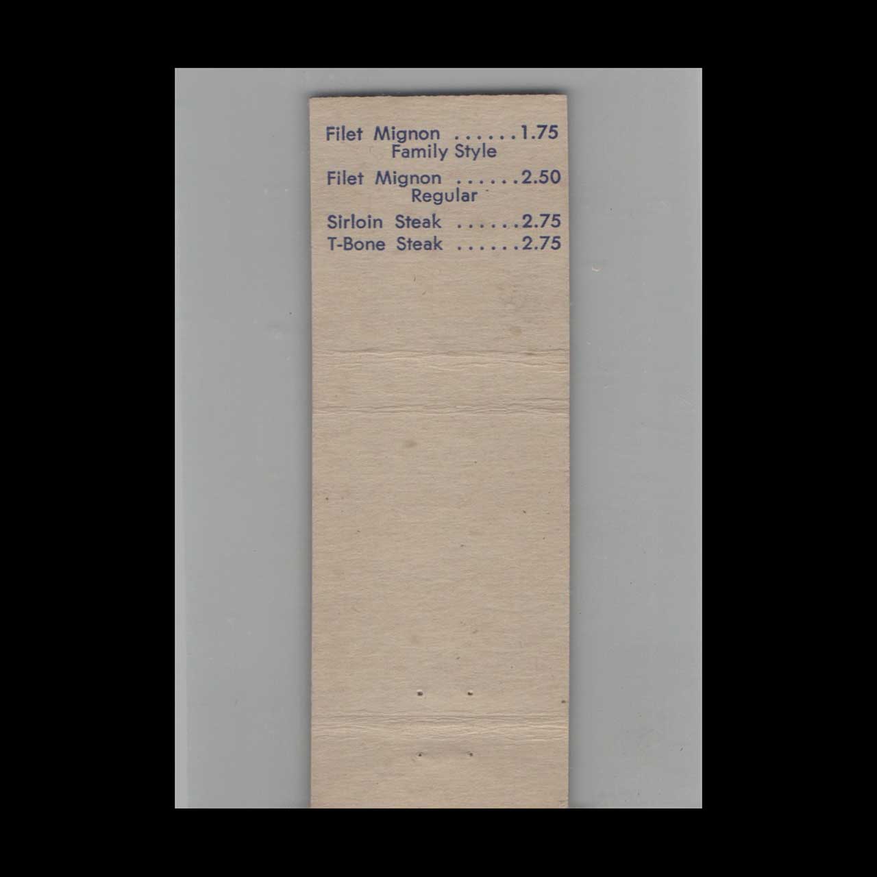 Chef Steak House Matchbook Cover Hollywood FL Chef Steak House Matchbook Cover Hollywood FL