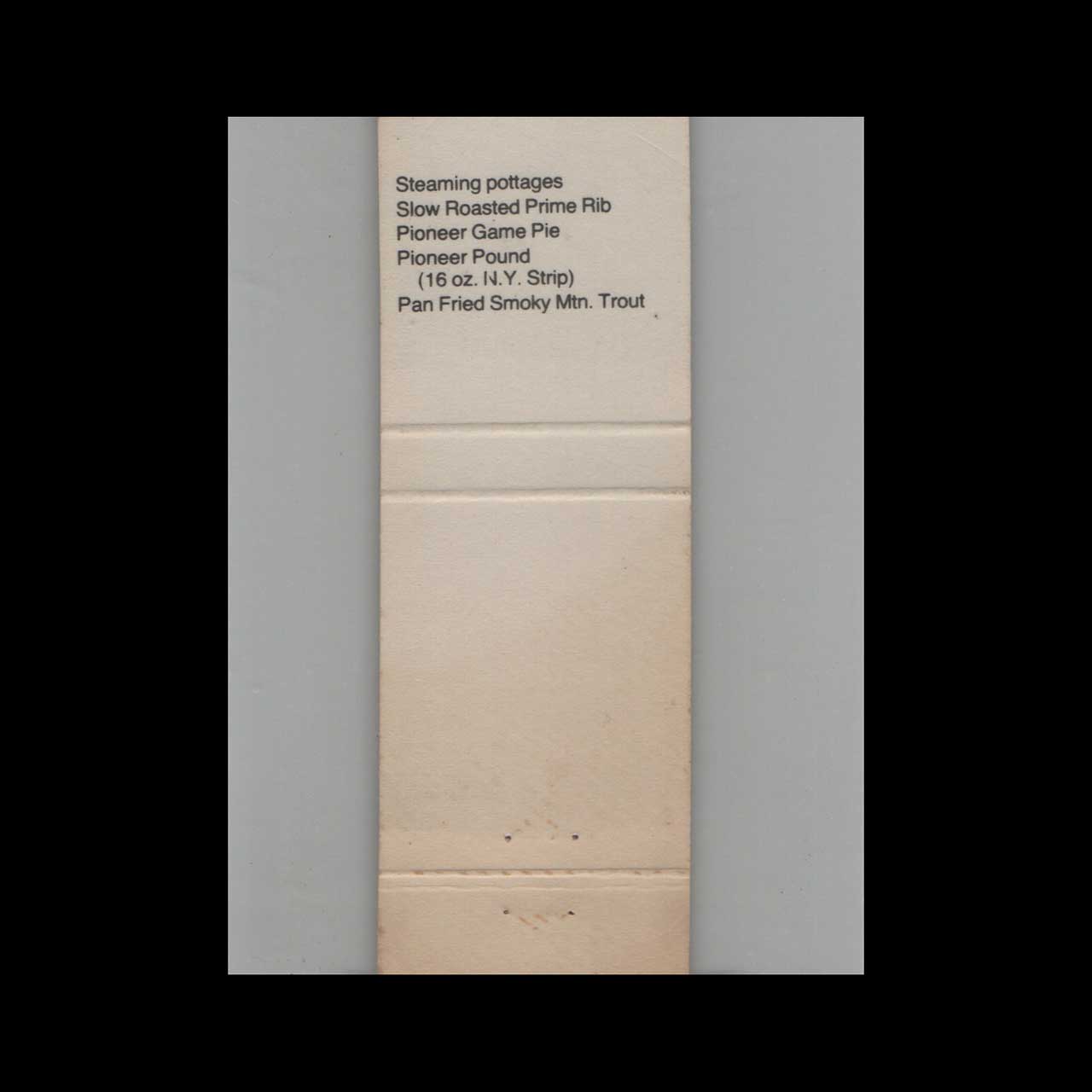 Pioneer Inn Restaurant Gatlinburg Matchbook Cover Pioneer Inn Restaurant Gatlinburg Matchbook Cover