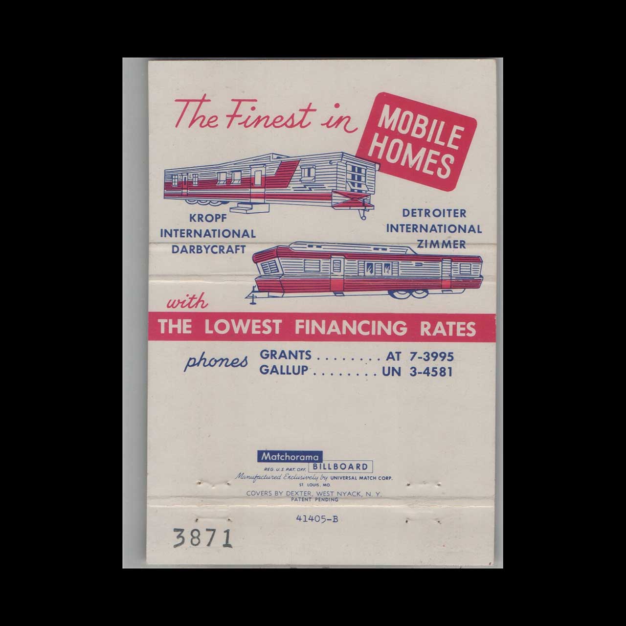 TE Goss Trailer Sales Matchbook Cover Route 66 Gallup NM TE Goss Trailer Sales Matchbook Cover Route 66 Gallup NM