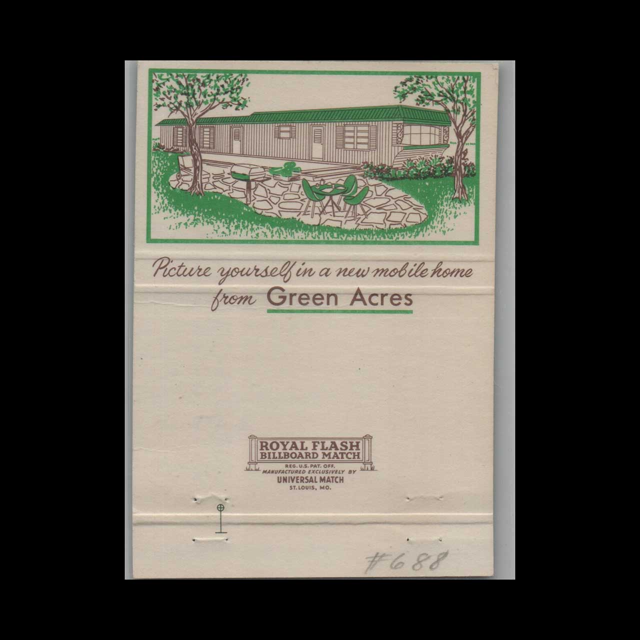 Green Acres Mobile Homes Matchbook Cover Union City TN Green Acres Mobile Homes Matchbook Cover Union City TN